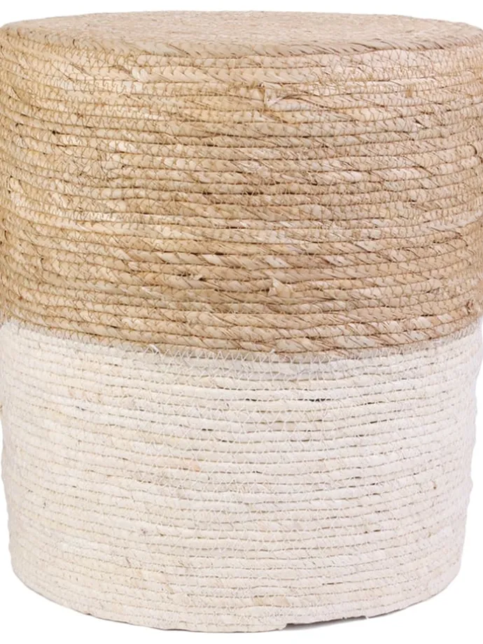 Pouf in Hellbraun/ Creme - (H)41 x Ø 35,5 cm