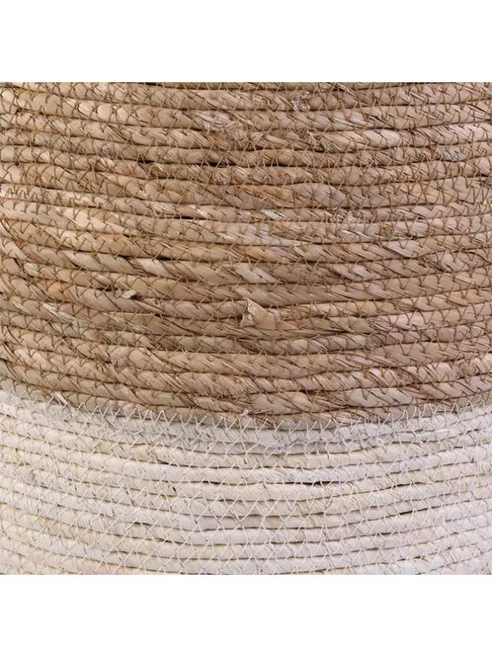 Pouf in Hellbraun/ Creme - (H)41 x Ø 35,5 cm