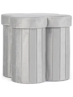 Pouf "Jocelyn" in Hellgrau - (B)40 x (H)40 x (T)40 cm