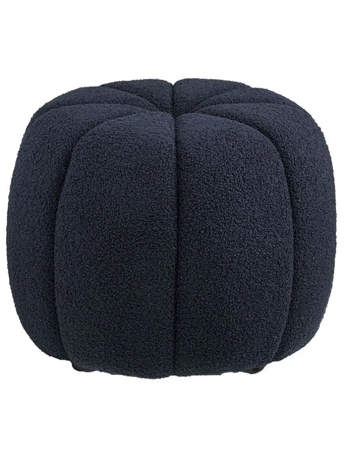 Pouf "Paisley" in Dunkelblau - (H)38 x Ø 48 cm