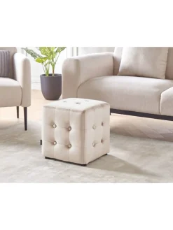 Pouf WISCONSIN in Beige - (W) 36 x (H) 39 x (L) 36 cm