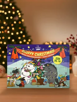 Pummeleinhorn Socken Adventskalender mit 12 Paar kurz und lang in Mehrfarbig