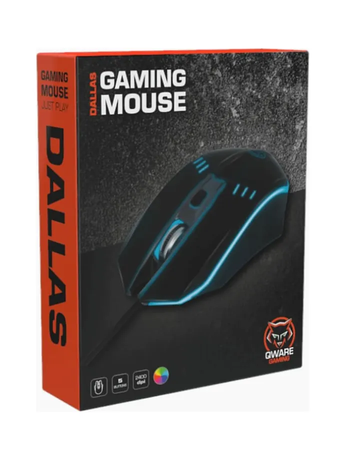 Qware Gaming Maus Dallas Kabelgebundene Maus mit LED-Beleuchtung in Schwarz