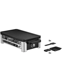 Raclette ''For 8'' in Silber/ Schwarz - (B)44 x (H)13,2 x (T)24 cm