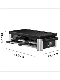 Raclette ''For 8'' in Silber/ Schwarz - (B)44 x (H)13,2 x (T)24 cm