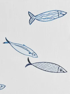 Raffrollo in weiß-blau