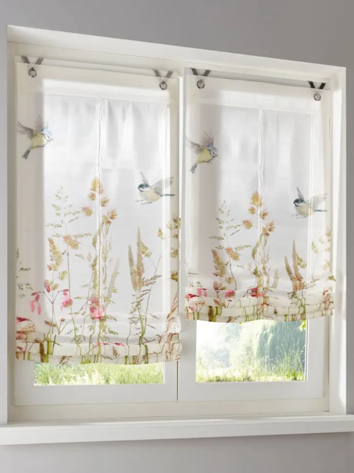 Raffrollo in weiß-bunt