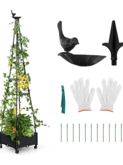 Rankhilfe mit Blumenkasten 206cm in Schwarz