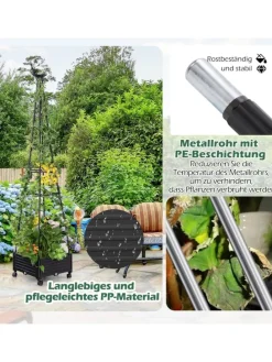 Rankhilfe mit Blumenkasten 206cm in Schwarz