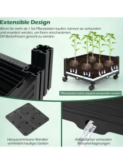 Rankhilfe mit Blumenkasten 206cm in Schwarz