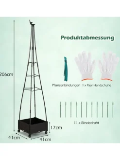 Rankhilfe mit Blumenkasten 206cm in Schwarz