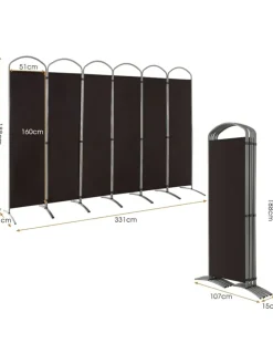 Raumteiler 6 tlg. 188cm in Braun