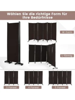 Raumteiler 6 tlg. 172cm in Braun