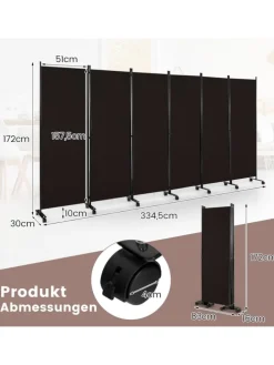Raumteiler 6 tlg. 172cm in Braun