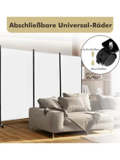 Raumteiler 3 tlg. 180cm in Weiß