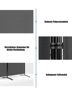 Raumteiler 3 tlg. in Grau