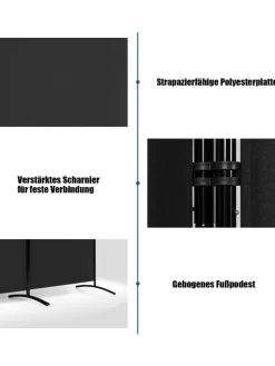 Raumteiler 3 tlg. in Schwarz