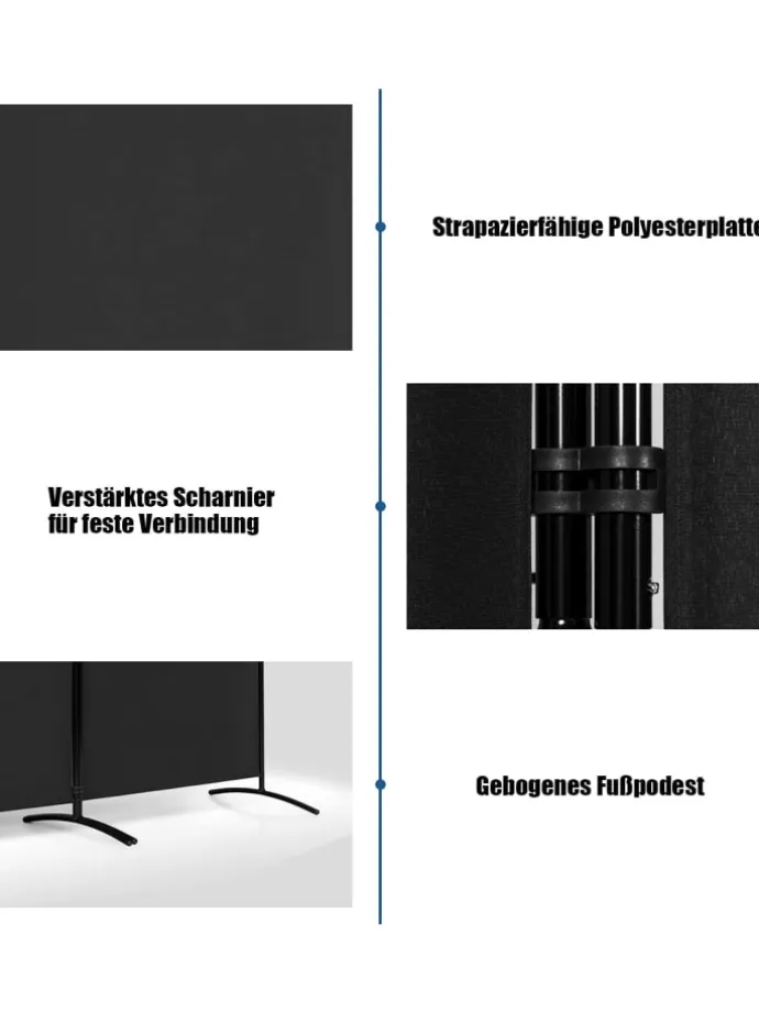 Raumteiler 3 tlg. in Schwarz