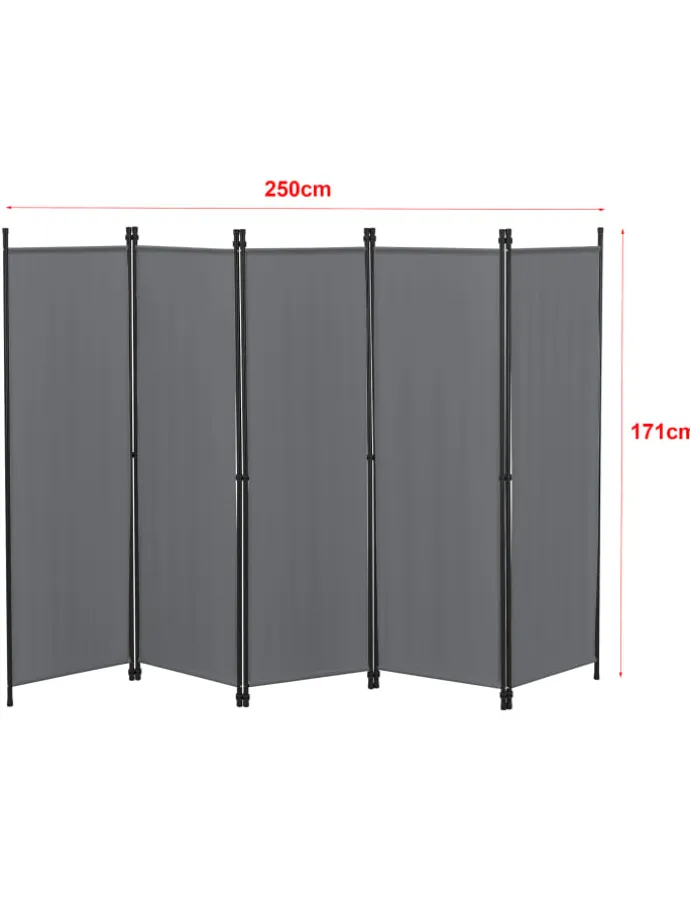 Raumteiler Huesca - 5-teilig in Grau (H)171cm (B)250cm