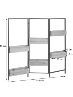 Raumteiler mit Pflanzkasten L32, Gestell schwarz, naturfarben