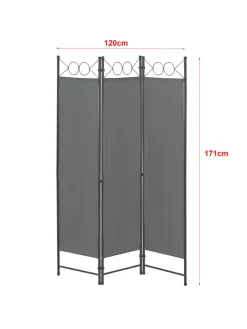 Raumteiler Saragossa 3-teilig in Grau (H)171cm (B)120cm