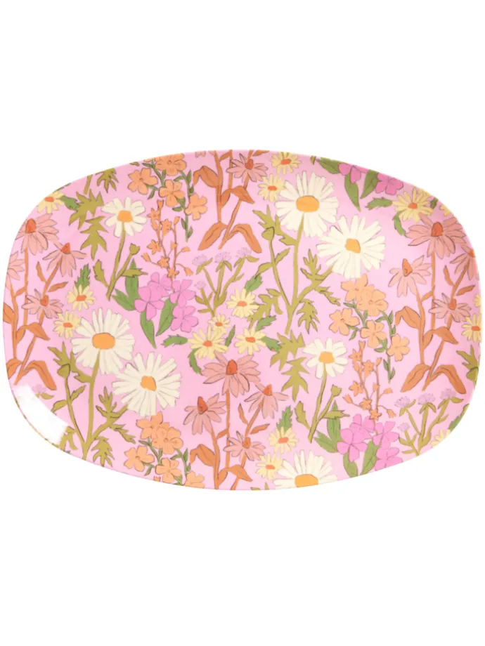 Rechteckiger Teller aus Plate Daisy Dearest in rosa