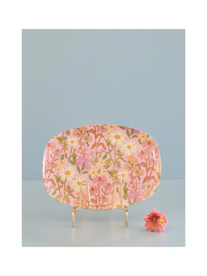 Rechteckiger Teller aus Plate Daisy Dearest in rosa