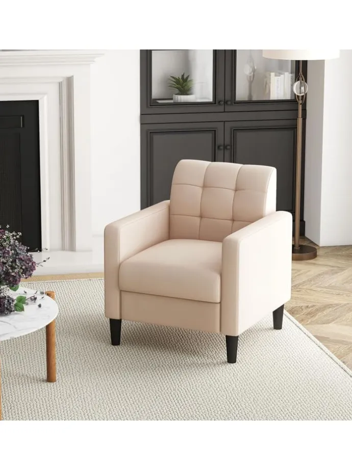 Relaxsessel aus Samt in Beige