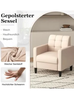 Relaxsessel aus Samt in Beige