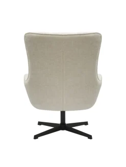 Relaxsessel drehbar mit schwarzem Metallgestell und Chenille-Stoff in Beige