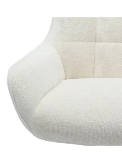 Relaxsessel drehbar mit schwarzem Metallgestell und Chenille-Stoff in Beige