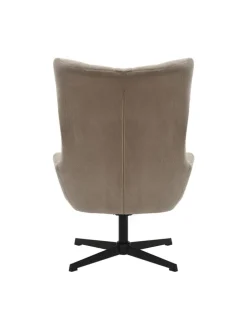 Relaxsessel und Hocker mit Drehfunktion Metallgestell und Cord-Optik in Braun