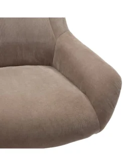 Relaxsessel und Hocker mit Drehfunktion Metallgestell und Cord-Optik in Braun