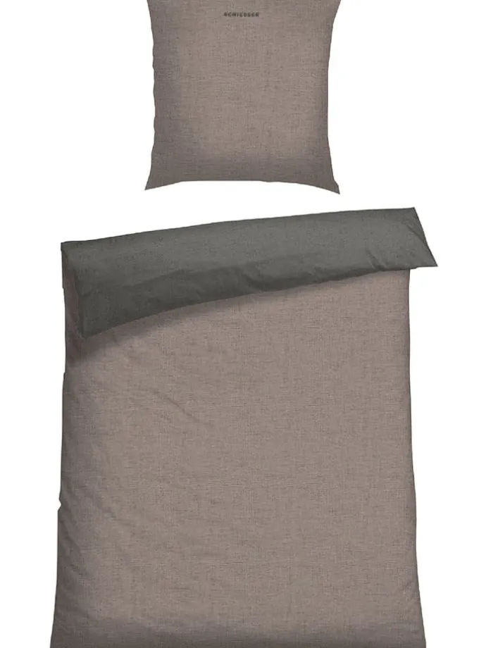 Renforcé-Bettwäsche-Set "Double Face" in Beige/ Anthrazit