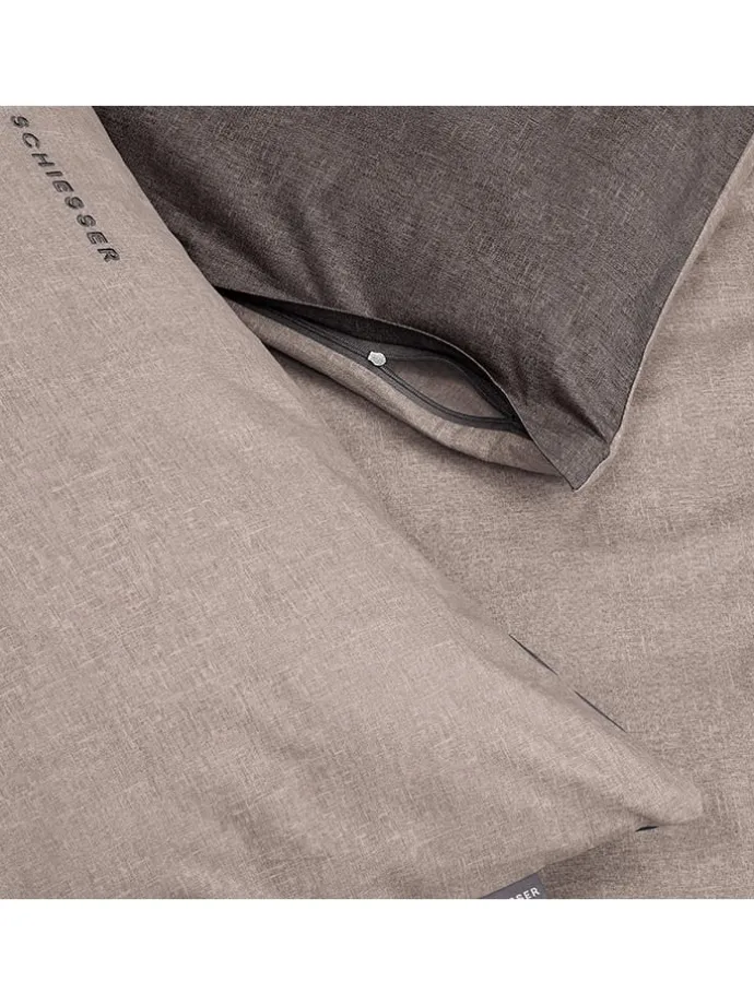 Renforcé-Bettwäsche-Set "Double Face" in Beige/ Anthrazit