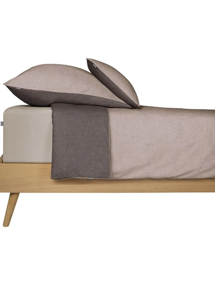 Renforcé-Bettwäsche-Set "Double Face" in Beige/ Anthrazit