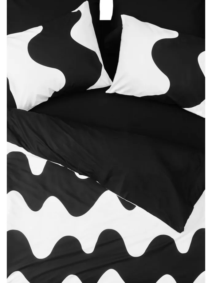 Renforcé-Bettwäsche-Set "Flow" in Weiß/ Schwarz