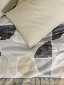 Renforcé-Bettwäsche-Set "Formo" in Weiß/ Beige