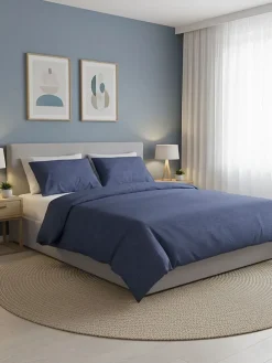 Renforcé-Bettwäsche-Set in Blau