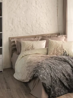 Renforcé-Bettwäsche-Set in Creme/ Hellbraun/ Grau