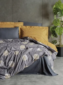 Renforcé-Bettwäsche-Set in Grau