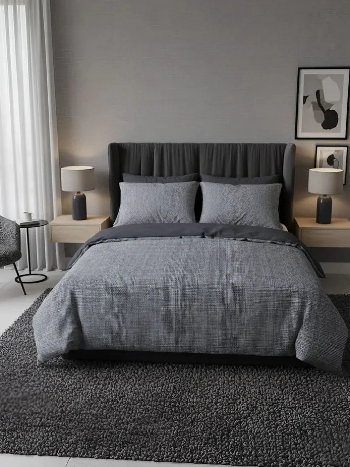 Renforcé-Bettwäsche-Set in Grau