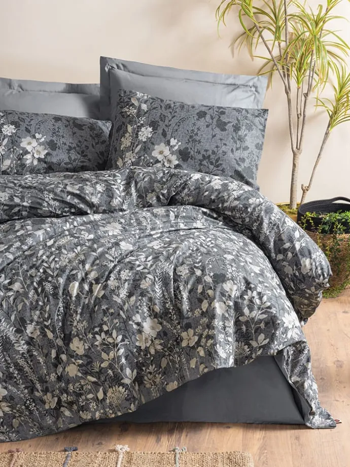 Renforcé-Bettwäsche-Set in Grau