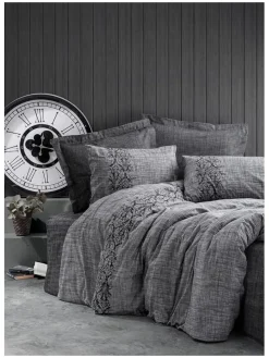 Renforcé-Bettwäsche-Set in Grau