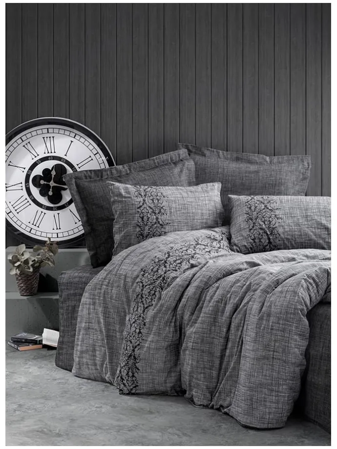 Renforcé-Bettwäsche-Set in Grau