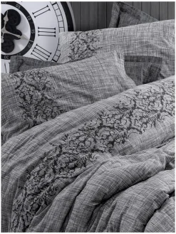 Renforcé-Bettwäsche-Set in Grau