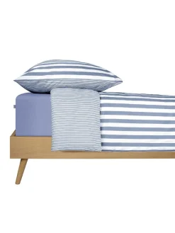 Renforcé-Bettwäsche-Set in Hellblau/ Weiß