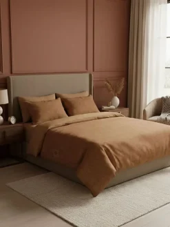 Renforcé-Bettwäsche-Set in Hellbraun