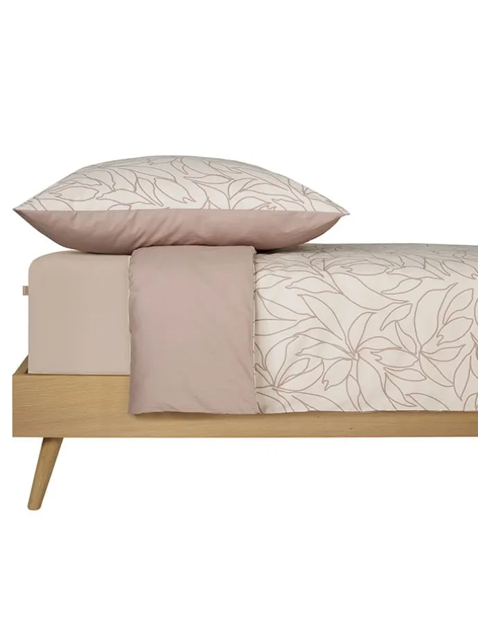 Renforcé-Bettwäsche-Set "Leaves" in Taupe