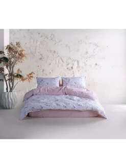 Renforcé-Bettwäsche-Set ''Lima'' in Weiß/ Rosa